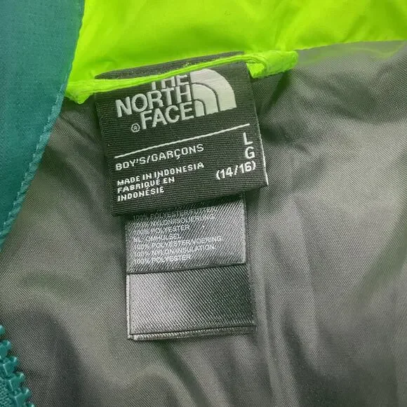 The North Face Boys’ Large Green/Gray Color Block Hooded Triclimate Rain Jacket